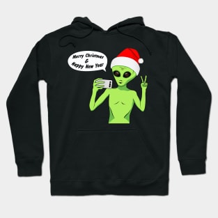 Alien in a Santa hat Hoodie